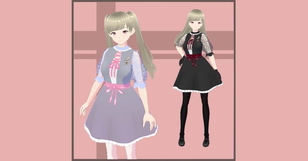 【Vroid】レースアップルナワンピ