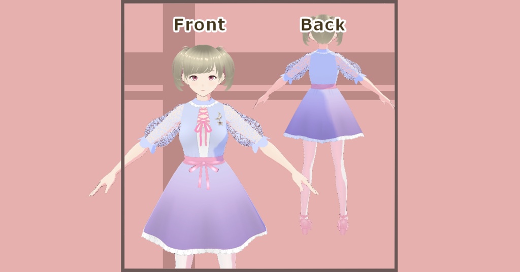 【Vroid】レースアップルナワンピ