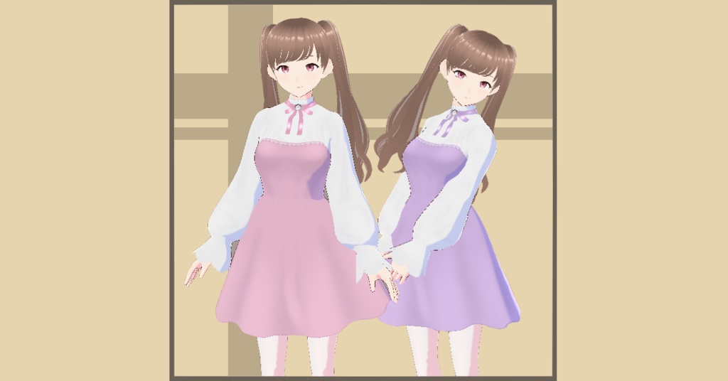 【VRoid】フリルネックリボンタイワンピ(7色)