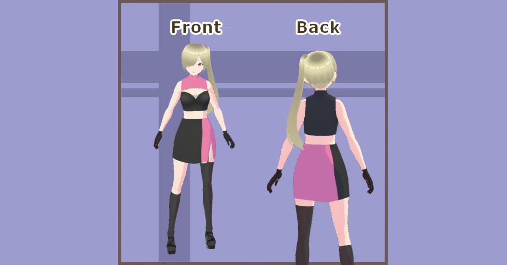【VRoid】胸開きバイカラーセクシーセットアップ