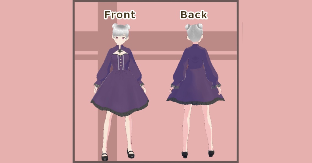 【VRoid】星飾りのリボンのゴシックワンピ