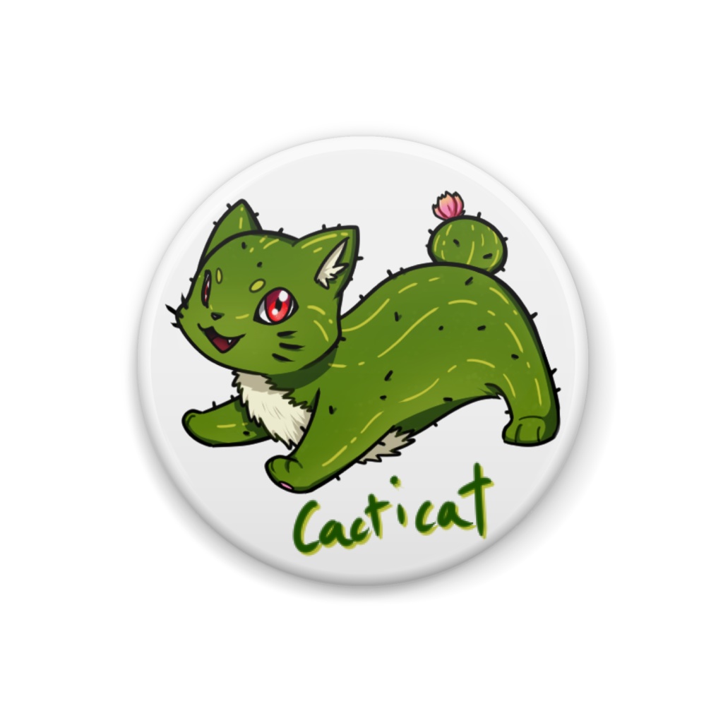 Cacticat Can Badge 32mm