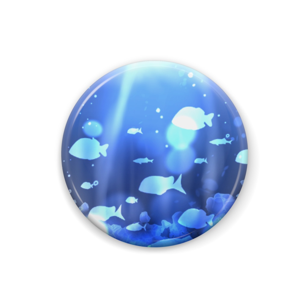 青い魚缶バッジ