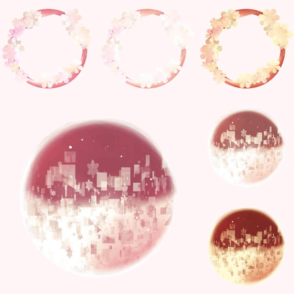 枠素材005【円形3/フレーム&背景】