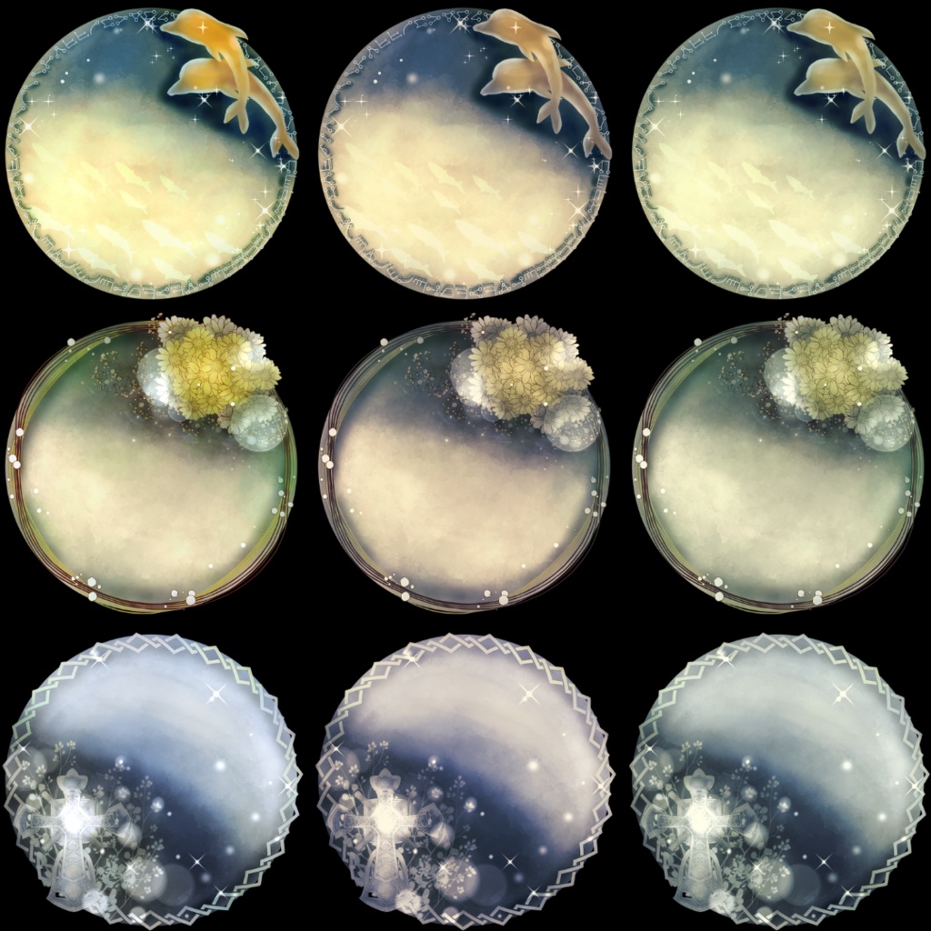 枠素材006【円形4】