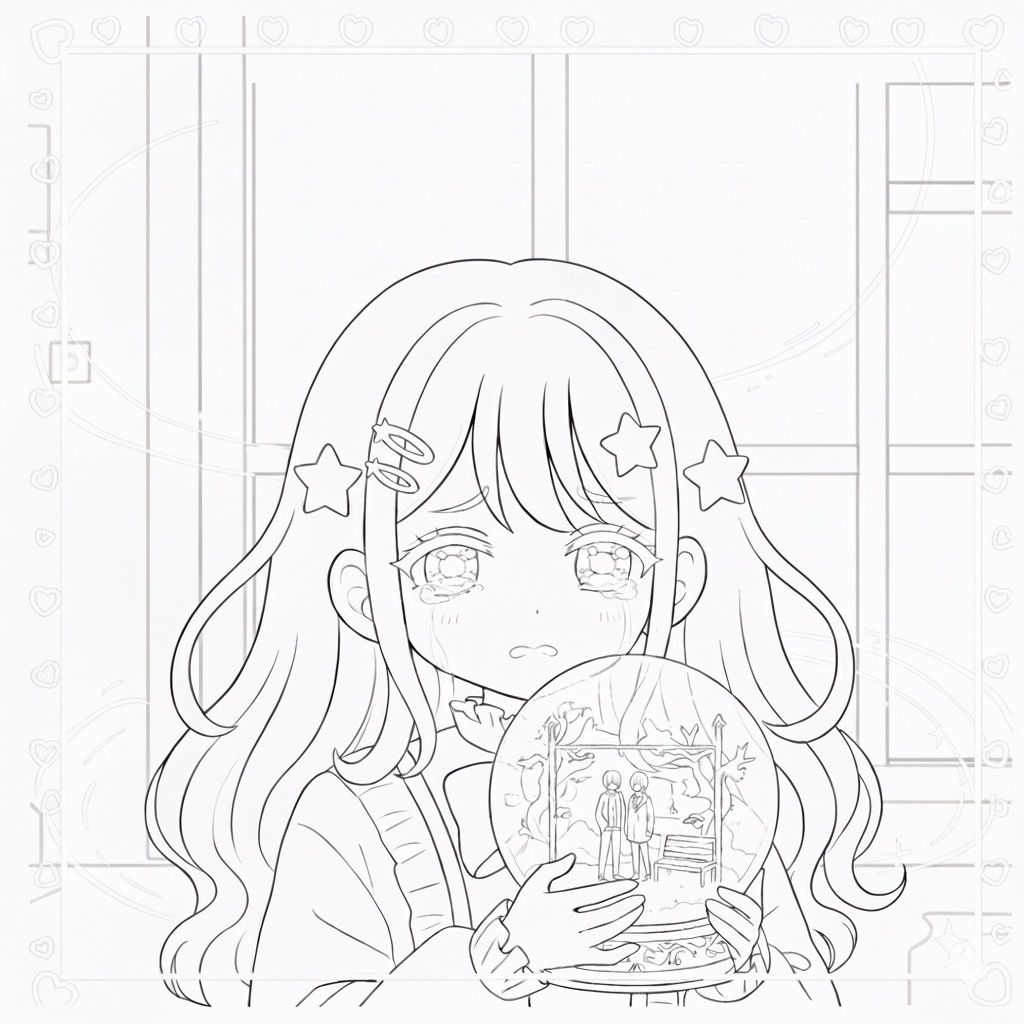 スノードームデートの塗り絵