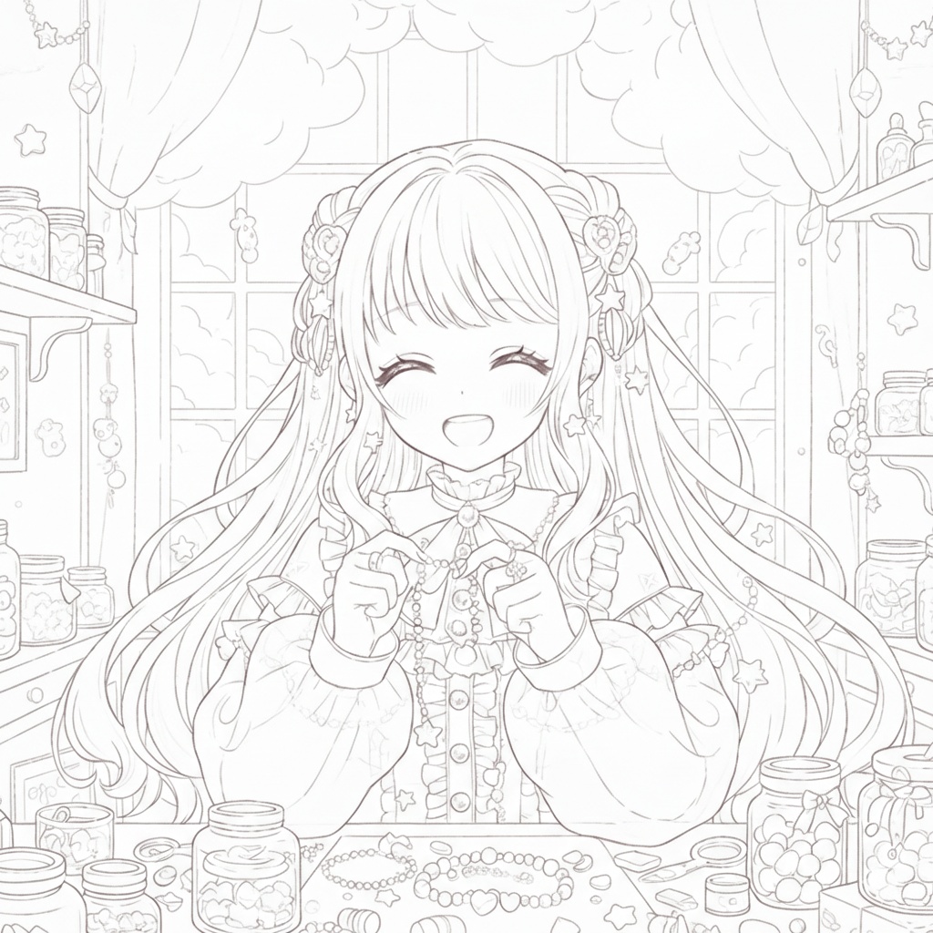 あの子にあげたいビーズアクセ 塗り絵