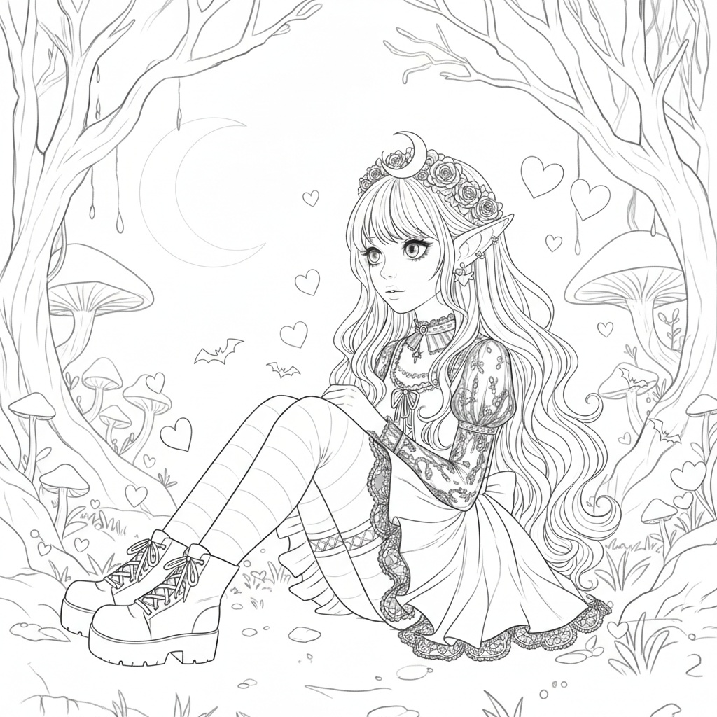 エルフの恋夢 塗り絵