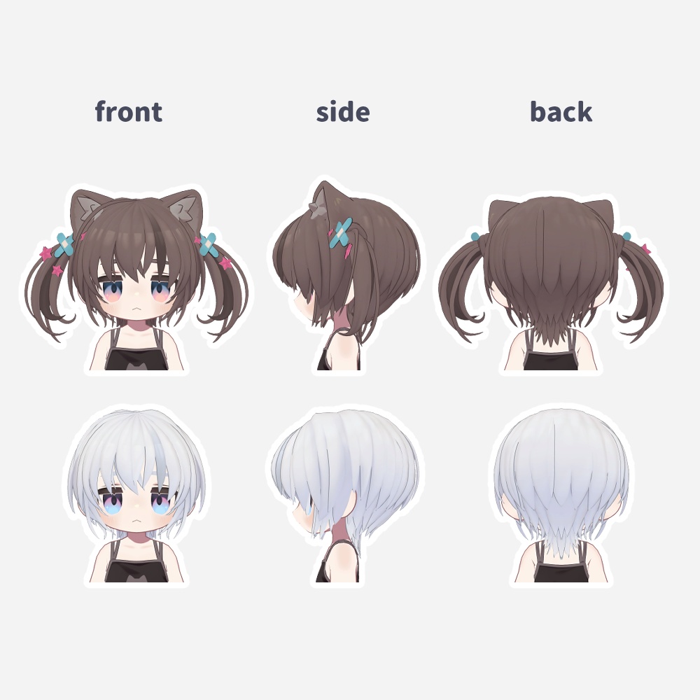 【キプフェル】どじっこツイン【ヘアモデル/アイテクスチャ】