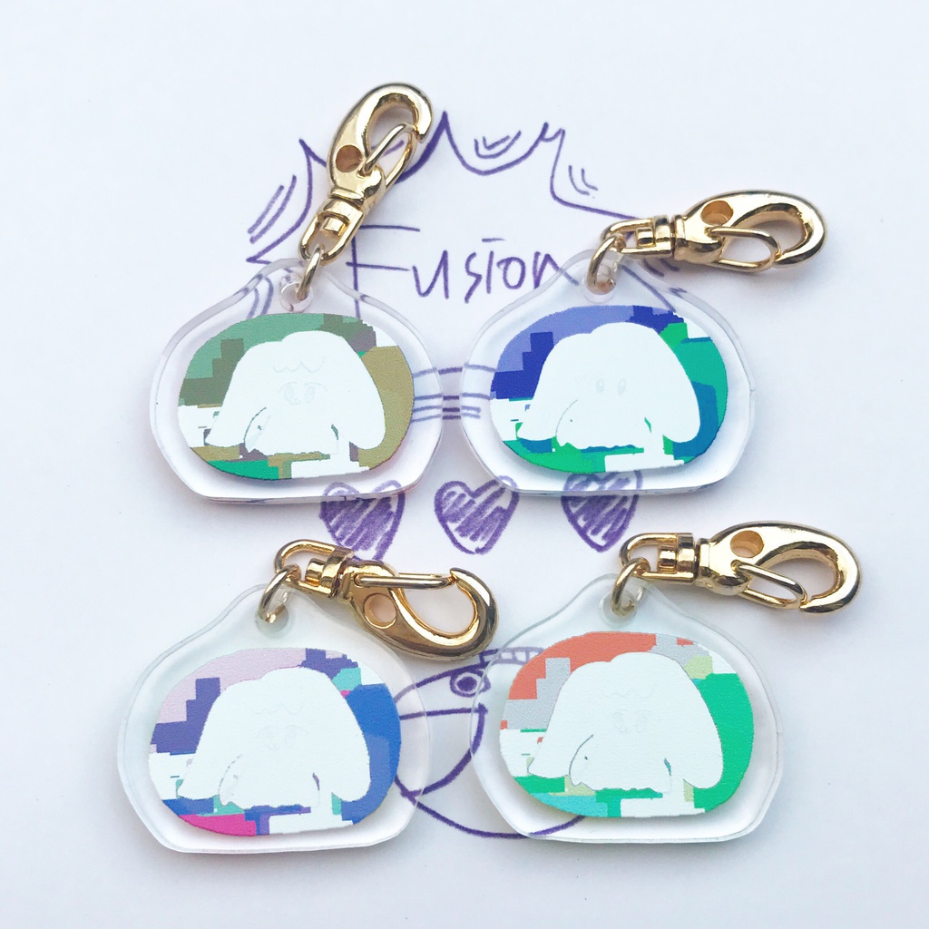 アクリルキーホルダー・白い犬ミニ