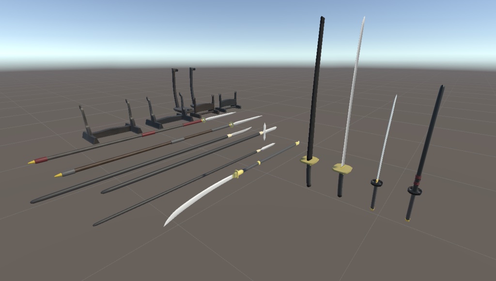 日本の武器アセット 武器7種 刀掛け6種 (fbx)