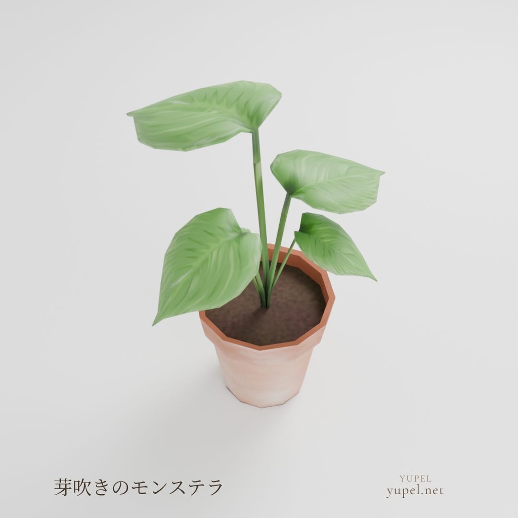 芽吹きのモンステラ|ローポリ3Dモデル(FBX・GLB)