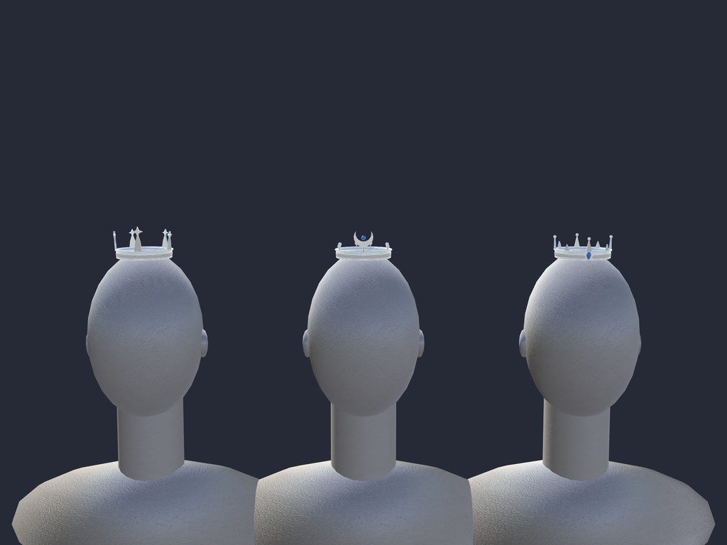 Night Crown 小さな王冠 3形2色|頭にのせる星・月・宝石の冠【VRChat / Modular Avatar / lilToon】