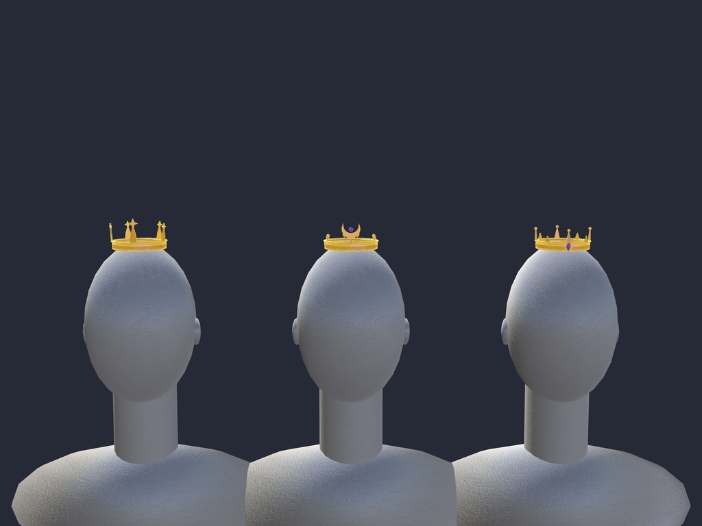 Night Crown 小さな王冠 3形2色|頭にのせる星・月・宝石の冠【VRChat / Modular Avatar / lilToon】