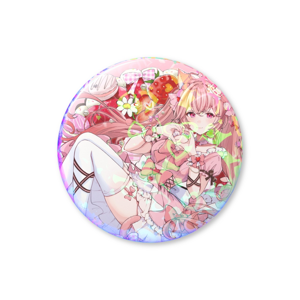 苺野みるきぃ🍓　ホログラムハート缶バッジ🎀