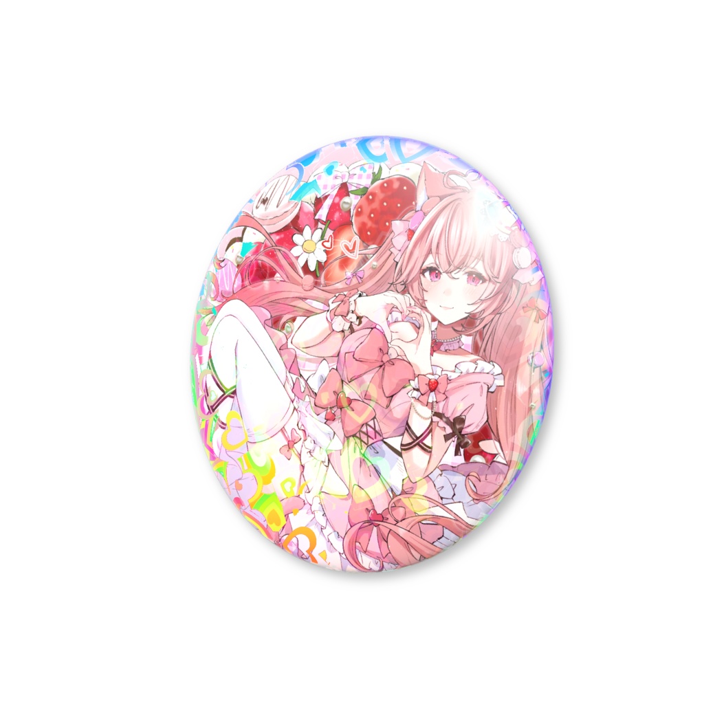 苺野みるきぃ🍓 ホログラムハート缶バッジ🎀