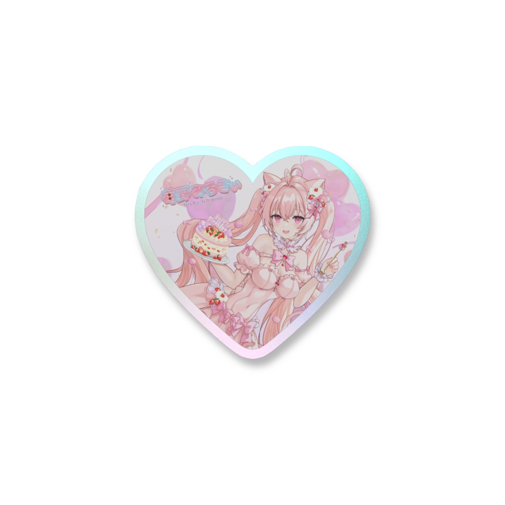 🍓苺野みるきぃ🥛生誕祭2026🍰 オリジナルグッズ オーロラスマホステッカー (絵: みづ先生)