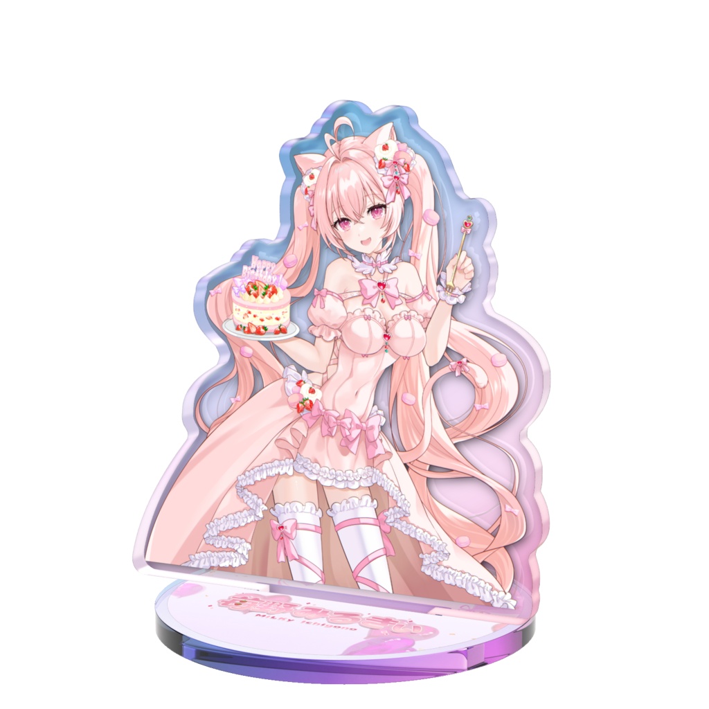 🍓苺野みるきぃ🥛生誕祭2026🍰 オリジナルグッズ オーロラアクスタ 70mm　(絵: みづ先生)