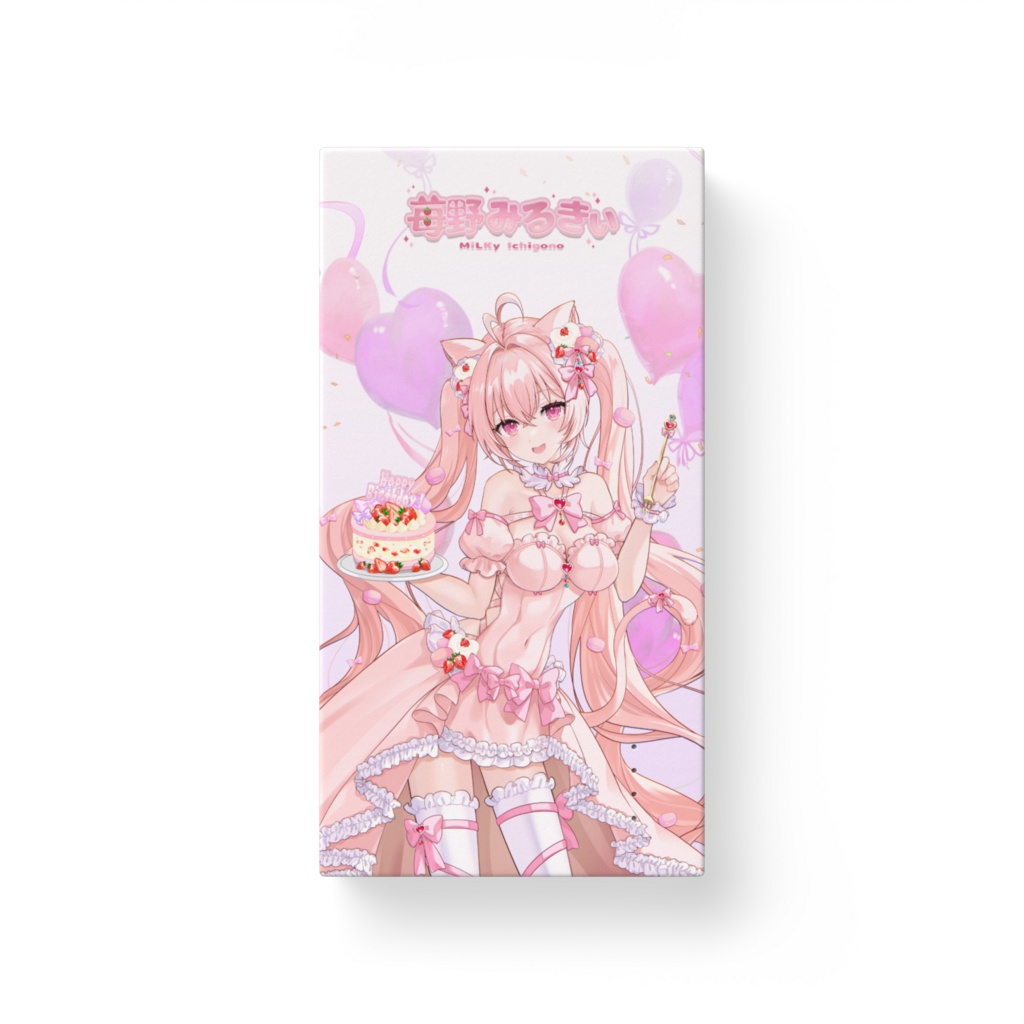 🍓苺野みるきぃ🥛生誕祭2026🍰 オリジナルグッズ モバイルバッテリー　(絵: みづ先生)