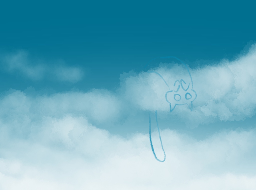 雲に引っかかる猫