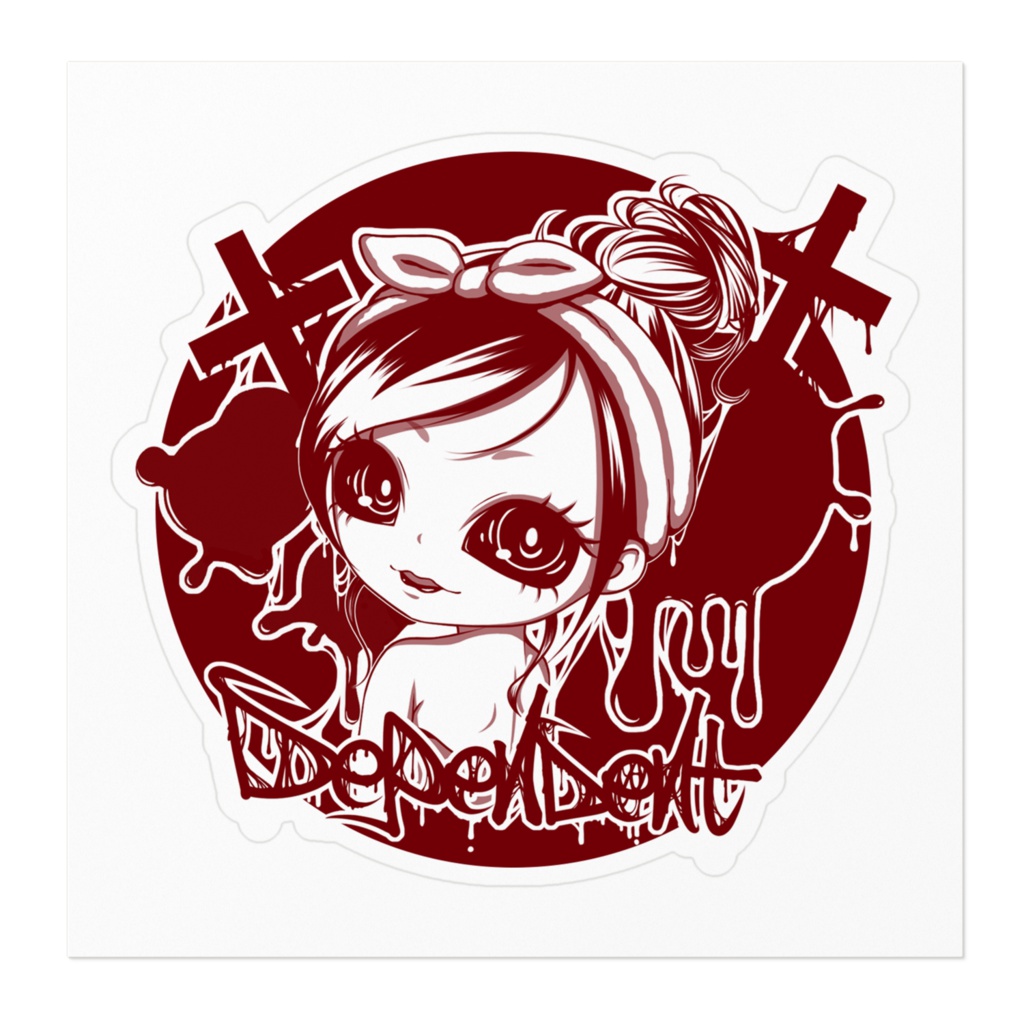 DEPENDENTロゴステッカー丸型(BLOODカラー)