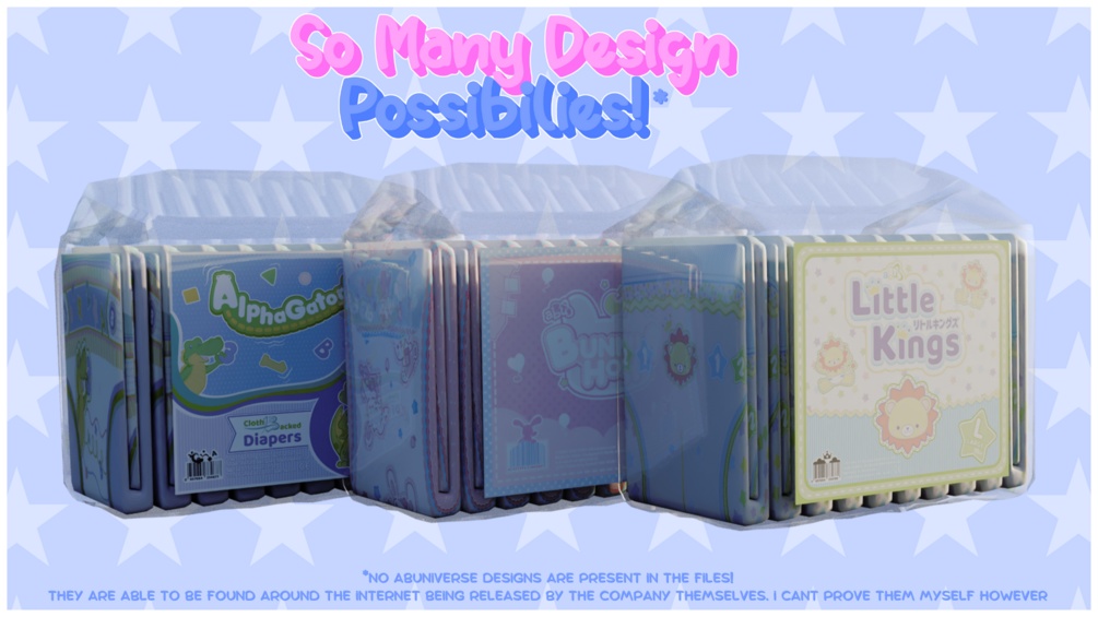 Snubby's Little Steps 10pc Diaper Pack (VRC/Resonite/Blender)