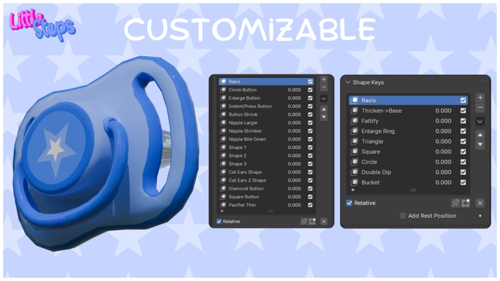 Snubby's Little Steps Pacifier (Blender/VRChat/Resonite)