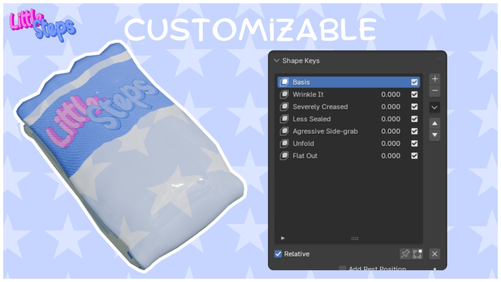 Snubby's Little Steps Folded Diaper Prop (VRC/Resonite/Blender)