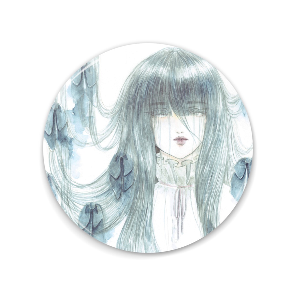 青いリボン缶ミラー
