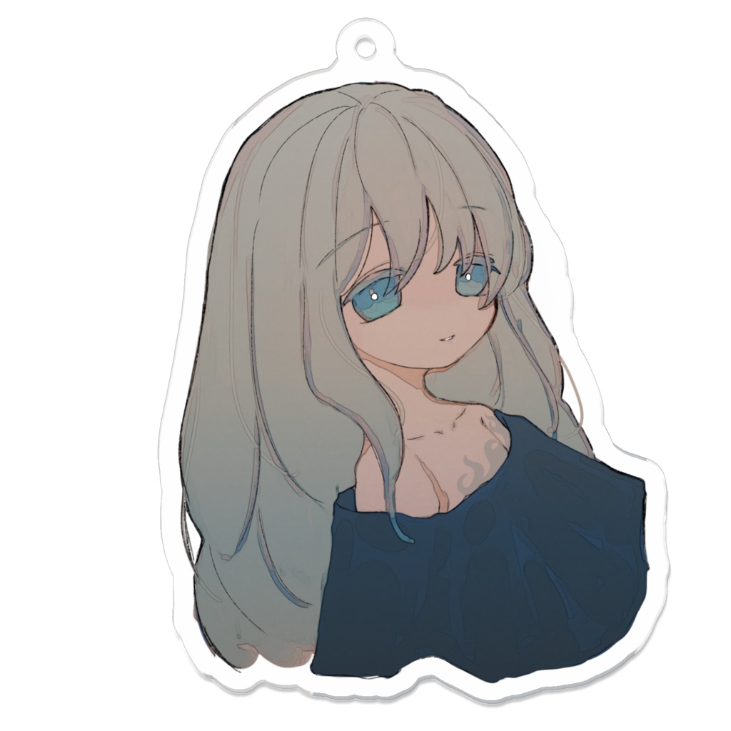 青い非生命体のアクリルキーホルダー