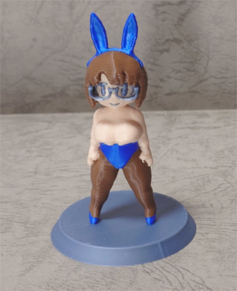 マルチカラー3Dプリントバニー眼鏡っ娘