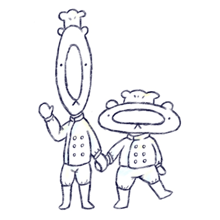 フランくんとスパンくんのサコッシュ(手繋ぎ白黒)