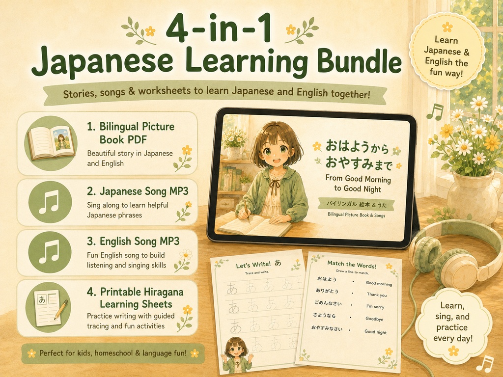 Japanese Learning Bundle for Kids: Bilingual Picture Book, Songs & Romaji PDF