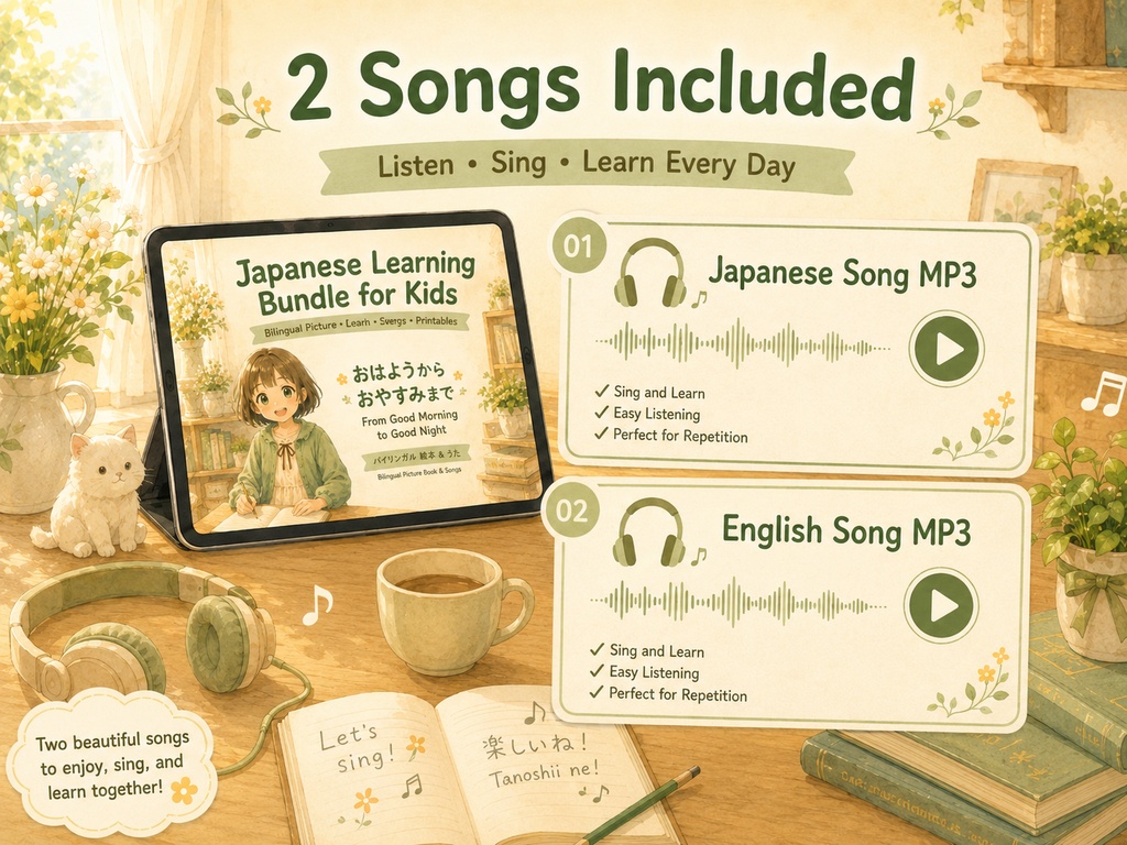 Japanese Learning Bundle for Kids: Bilingual Picture Book, Songs & Romaji PDF