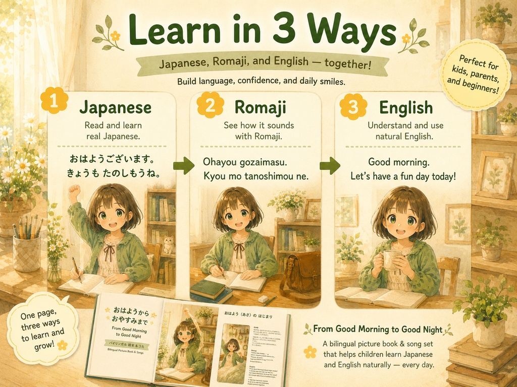 Japanese Learning Bundle for Kids: Bilingual Picture Book, Songs & Romaji PDF