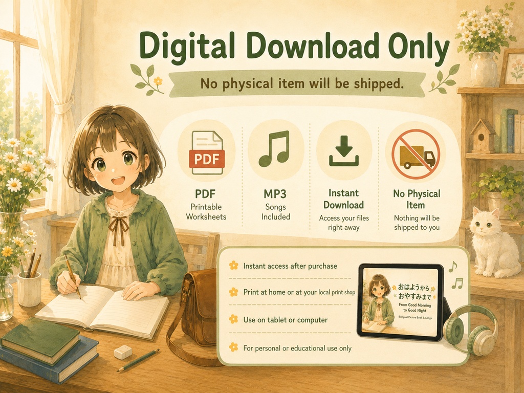Japanese Learning Bundle for Kids: Bilingual Picture Book, Songs & Romaji PDF