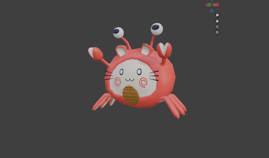 【無料】すべすべねこがに【3Dモデル】