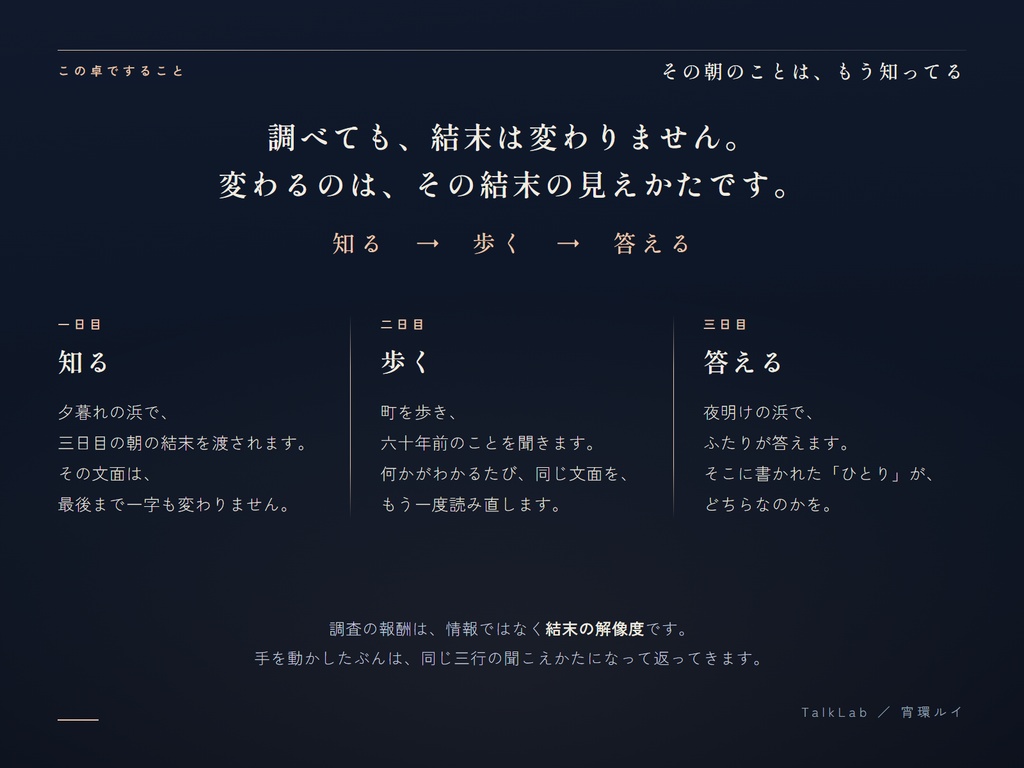 【エモクロアシナリオ】その朝のことは、もう知ってる|2人用・戦闘なし・3〜4時間