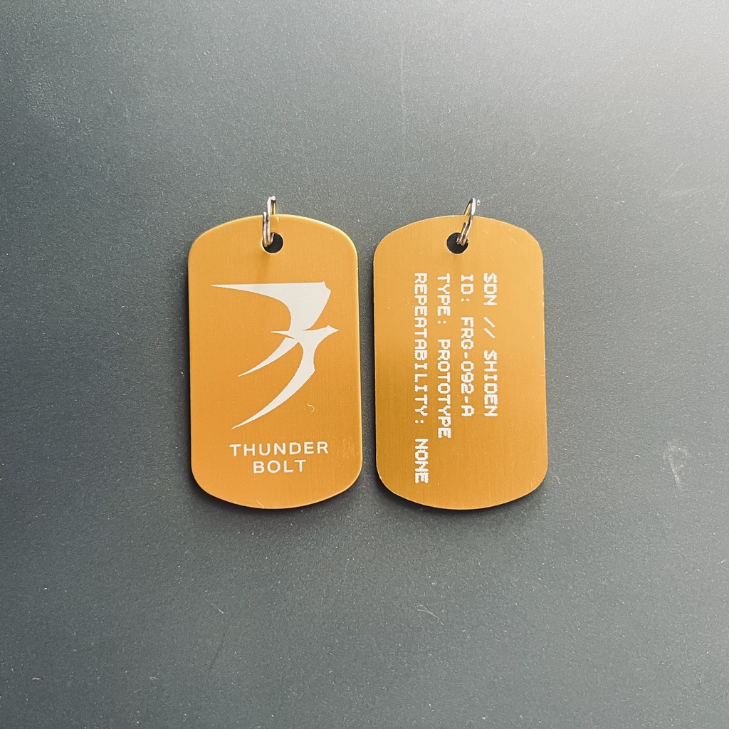 THUNDER BOLT V3 LOGO DOGTAG KEY CHARM ORANGE