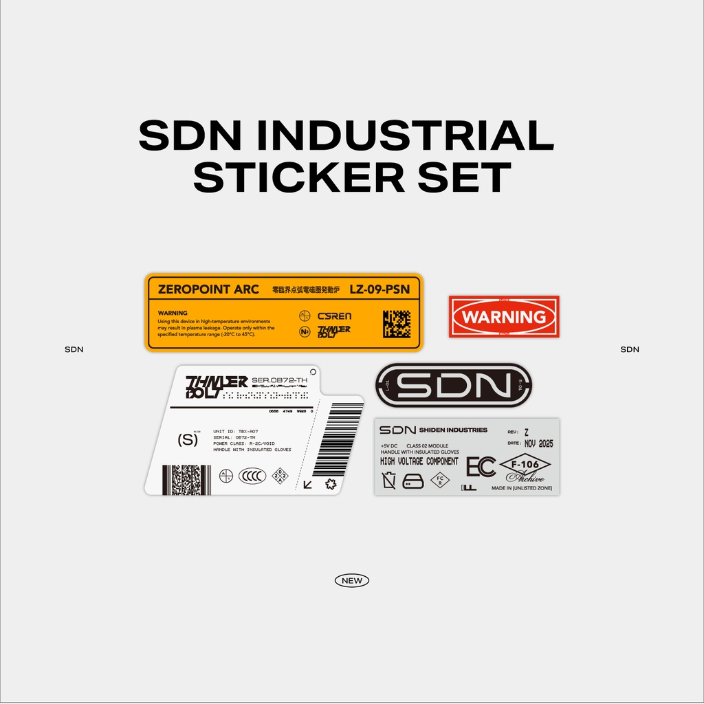 SDN INDUSTRIAL STICKER SET 5pcs