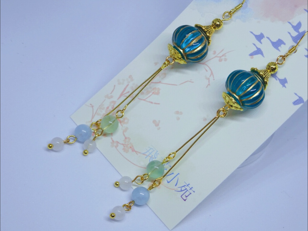 天灯イヤーアクセサリー・碧(ピアス・イヤリング)