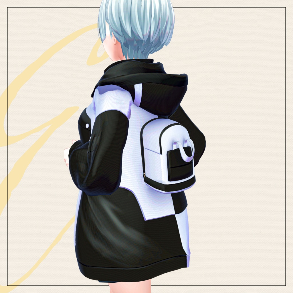 【セミ対応衣装】リュック付きミリタリーアウター【3D衣装】