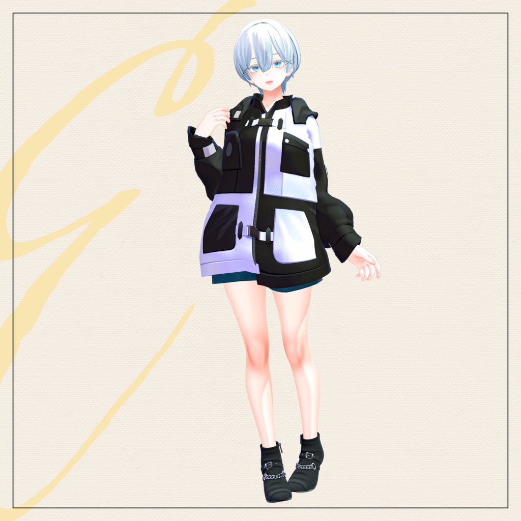 【セミ対応衣装】リュック付きミリタリーアウター【3D衣装】