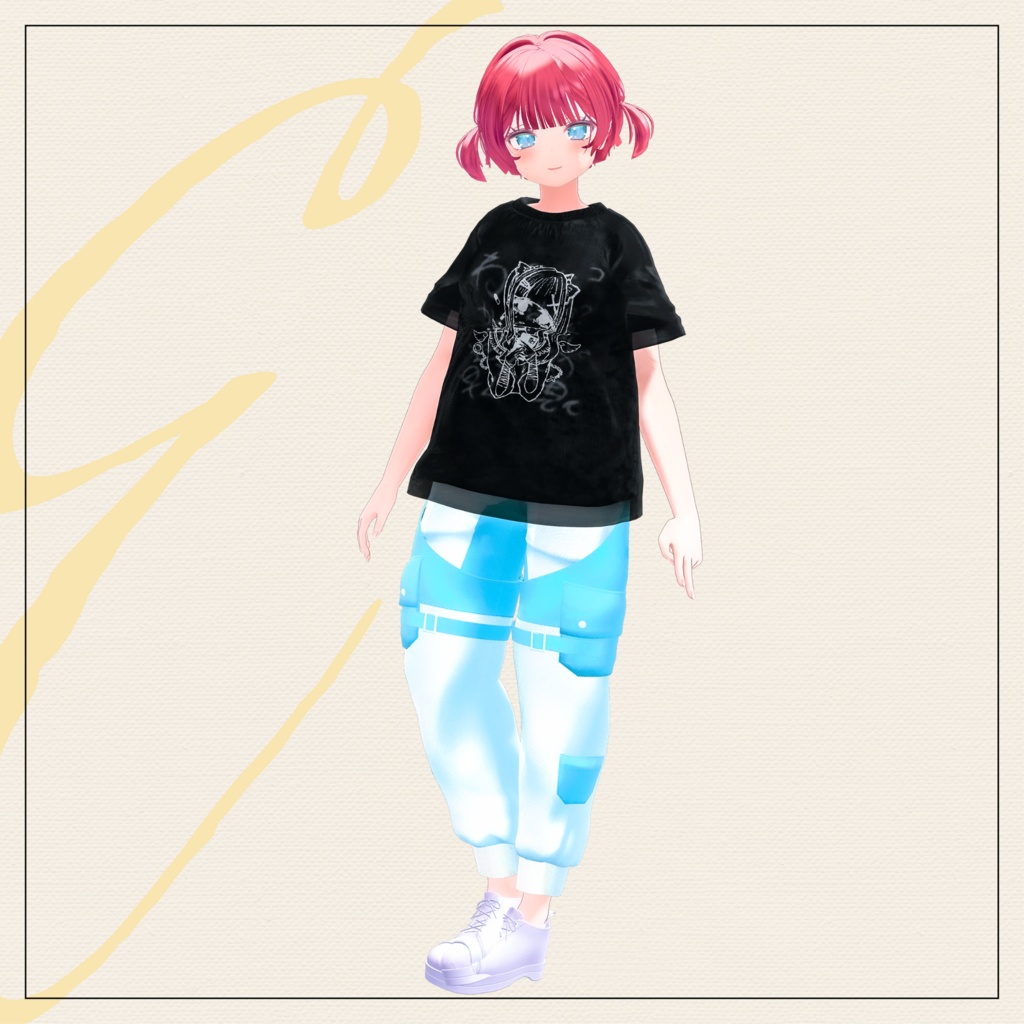 【セミ対応衣装】レイヤード メンヘラTシャツ(インナー)【3D衣装】