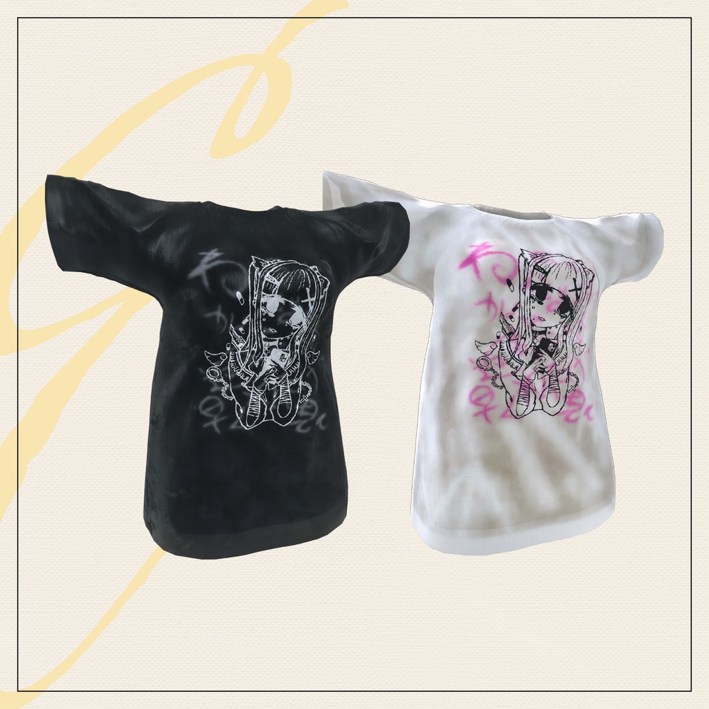 【セミ対応衣装】レイヤード メンヘラTシャツ(インナー)【3D衣装】