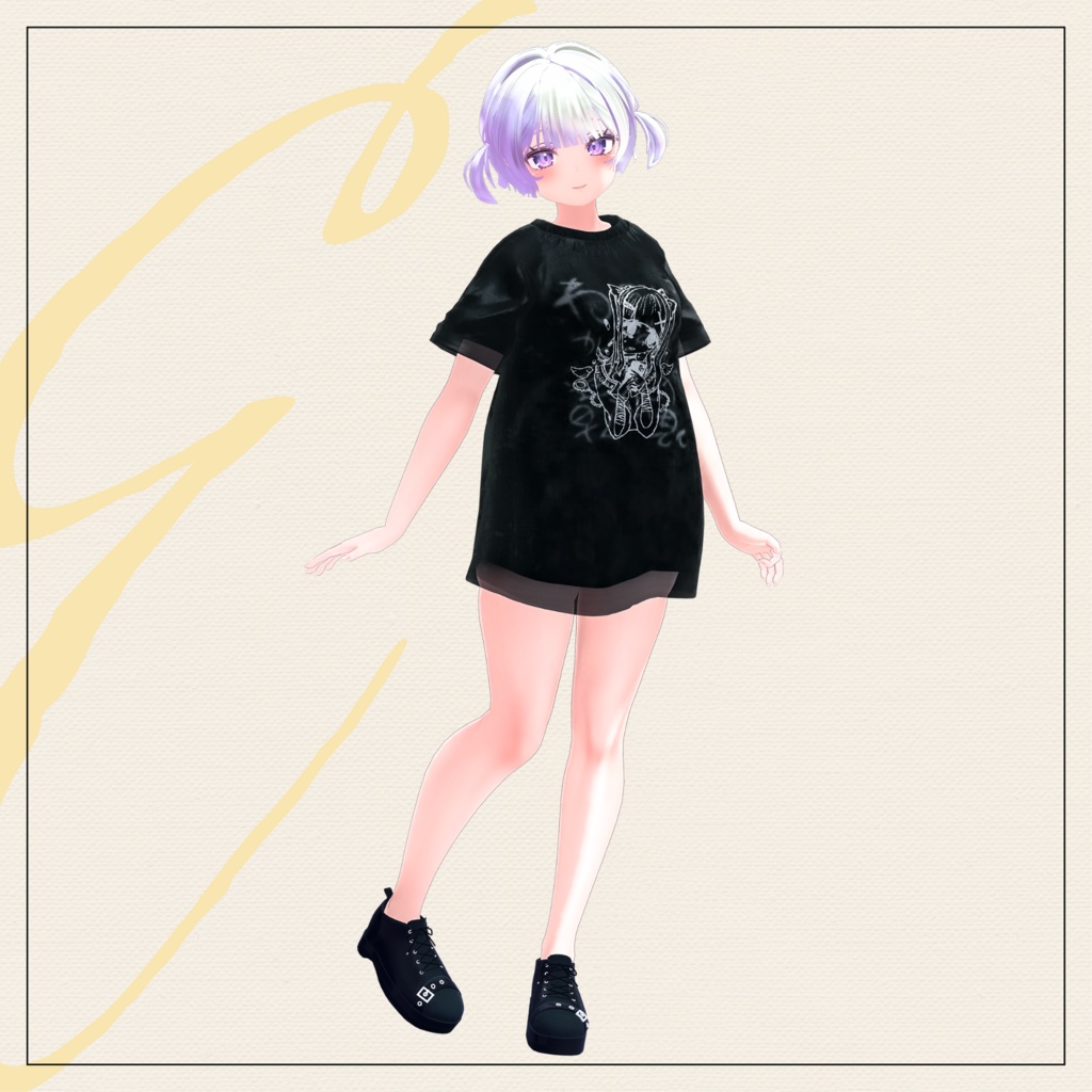【セミ対応衣装】レイヤード メンヘラTシャツ(インナー)【3D衣装】