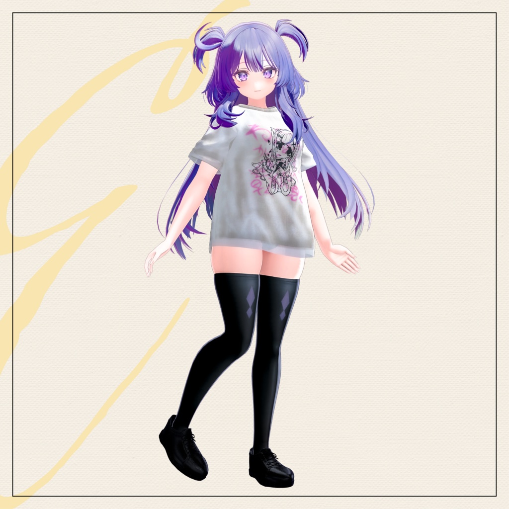【セミ対応衣装】レイヤード メンヘラTシャツ(インナー)【3D衣装】