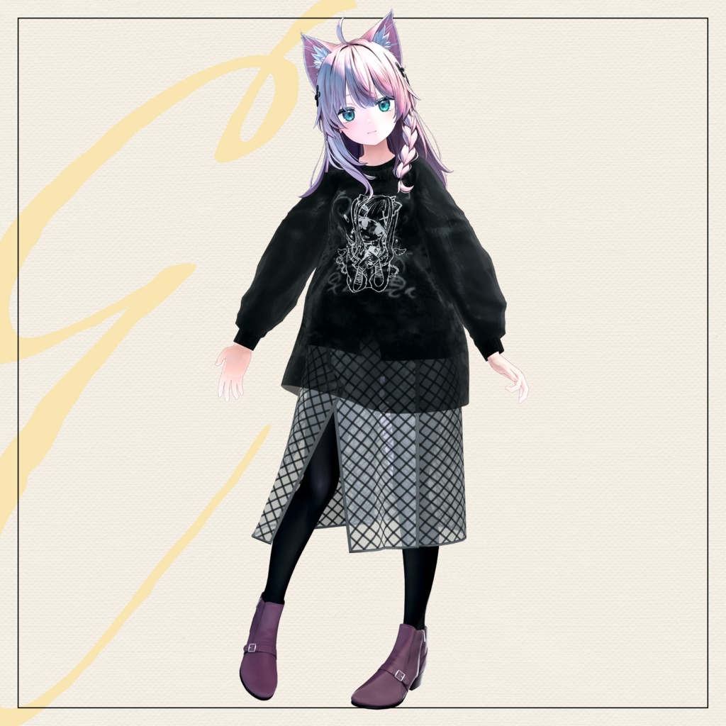 【セミ対応衣装】シアーレイヤードスカート(ボトムス)【3D衣装】