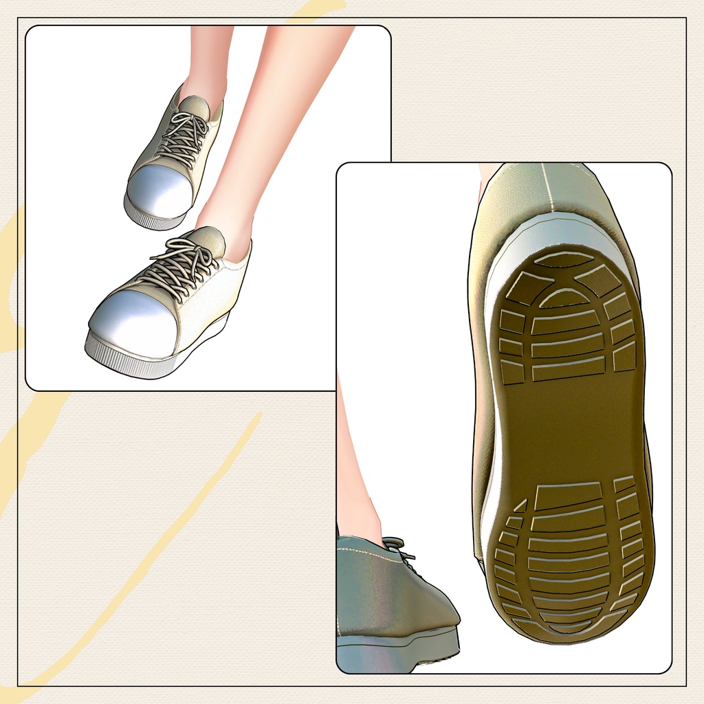 【セミ対応衣装】シンプルキャンバススニーカー(シューズ)【3D衣装】