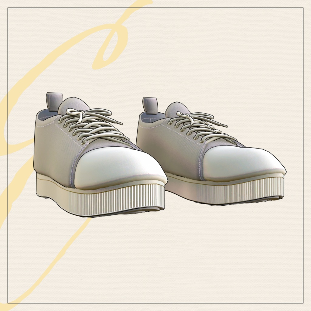 【セミ対応衣装】シンプルキャンバススニーカー(シューズ)【3D衣装】